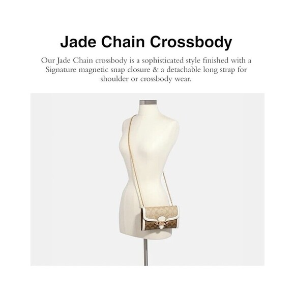 Coach Jade Chain Crossbody In Signature Canvas Shoulder Bag IM/Tan/Sand/Chalk - Picture 4 of 4